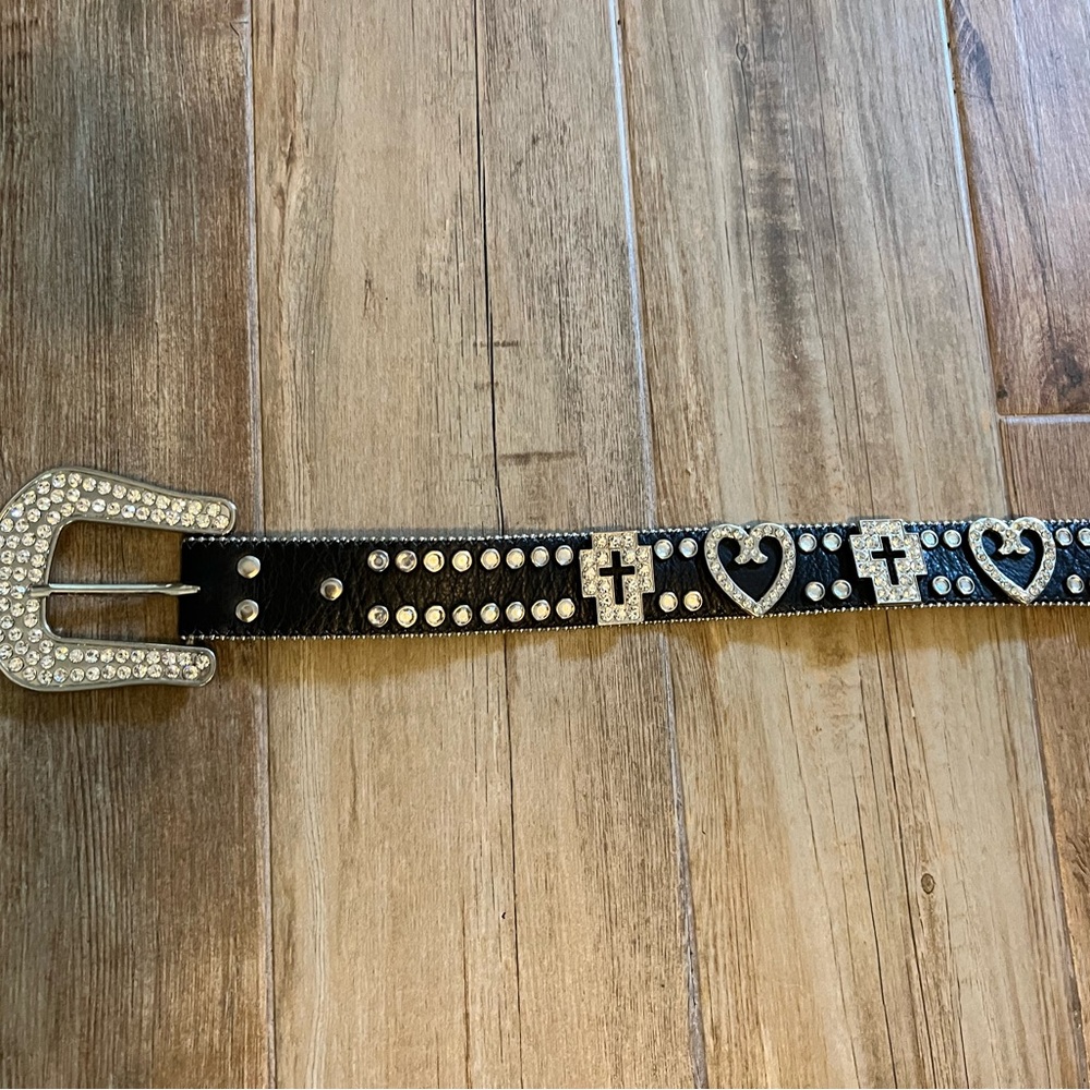 Black Belt with Heart and Cross Accents - Picture 2 of 3